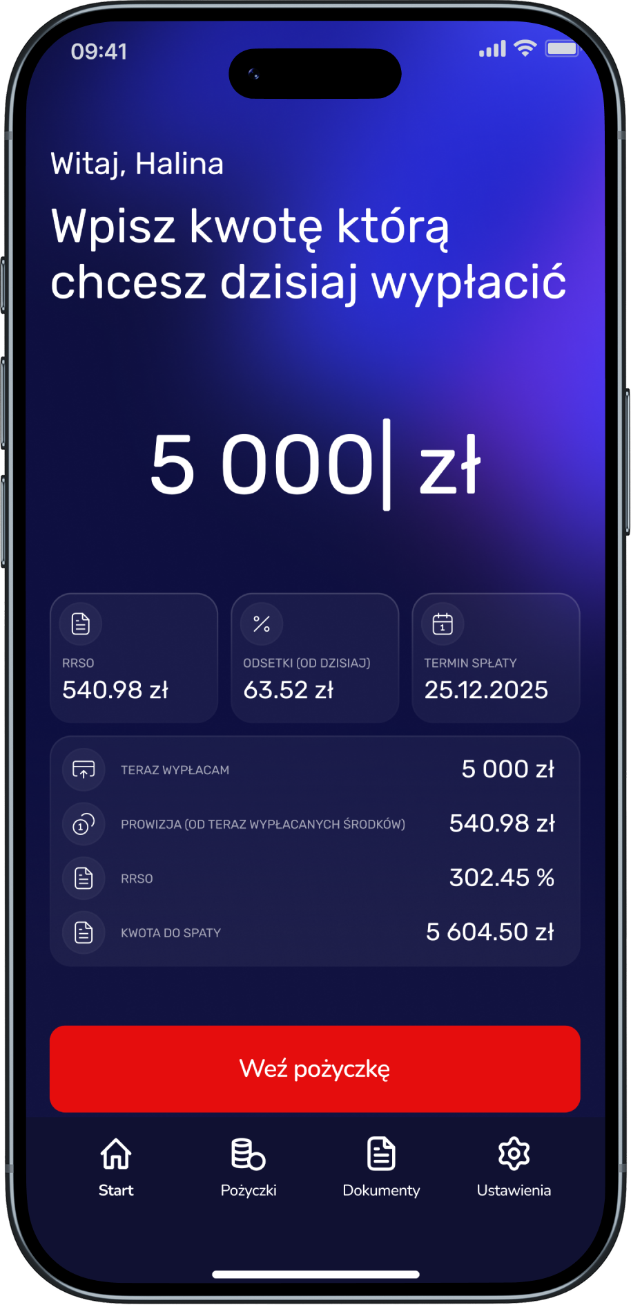 AvaFin — ekran aplikacji mobilnej