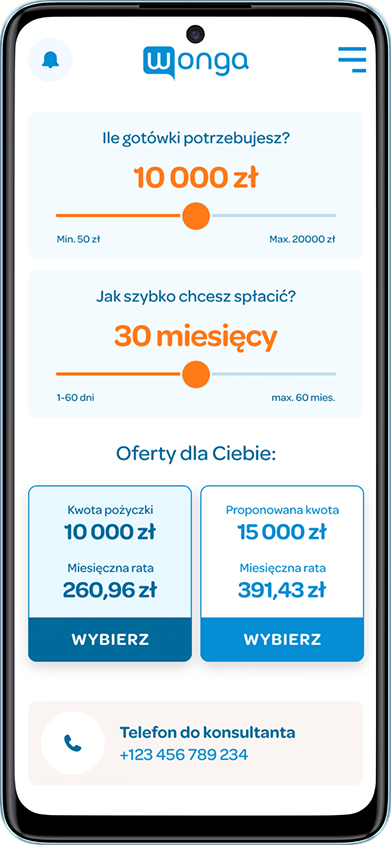 Wonga — prototyp aplikacji mobilnej